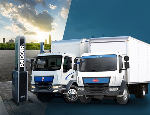 PACCAR Electric Charger with Kenworth K270E and Peterbilt Model 220EV Trucks